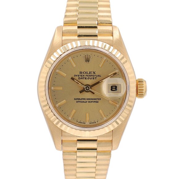 Rolex Accessories - Rolex Datejust  69178 26mm Champagne Index Dial Fluted Bezel President Band
